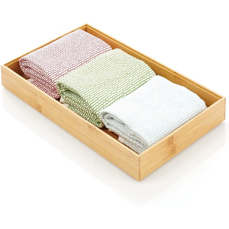 Bamboo Kitchen Cabinet Drawer Organizer Tray Bin Eco Friendly Multipurpose Use in Drawers on Counter tops Shelve