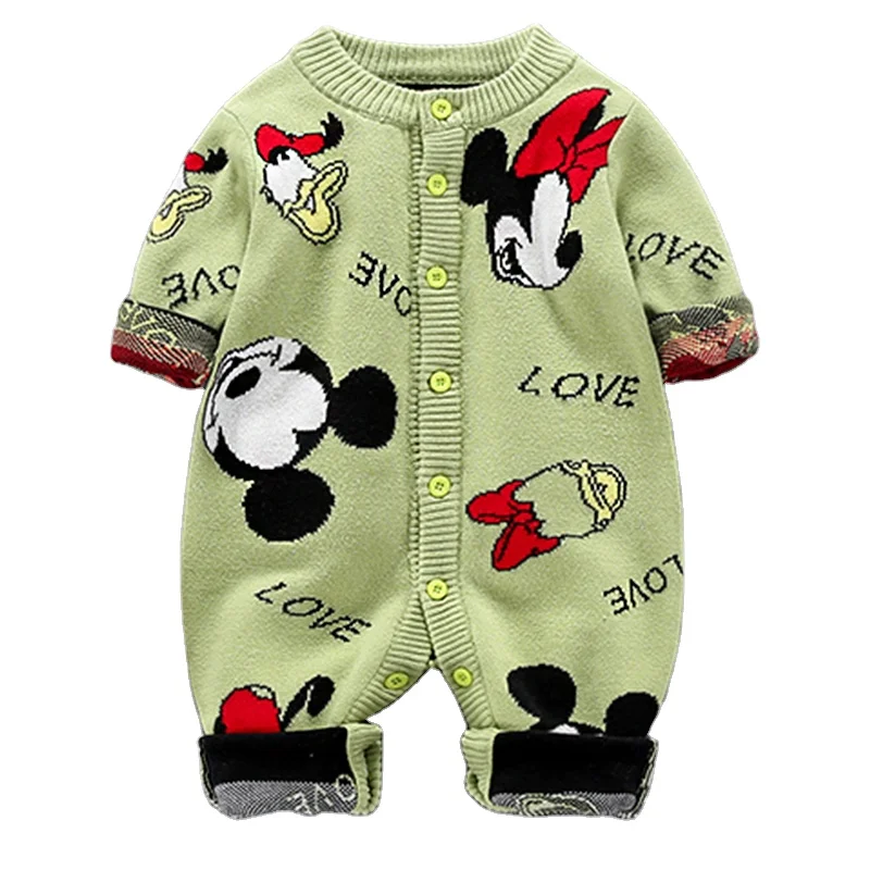 OEM Custom 100% Cotton Baby Jumpsuit Clothes cartoon Colorful Newborn Boys Girls knit Rompers Mickey Bodysuit Sets