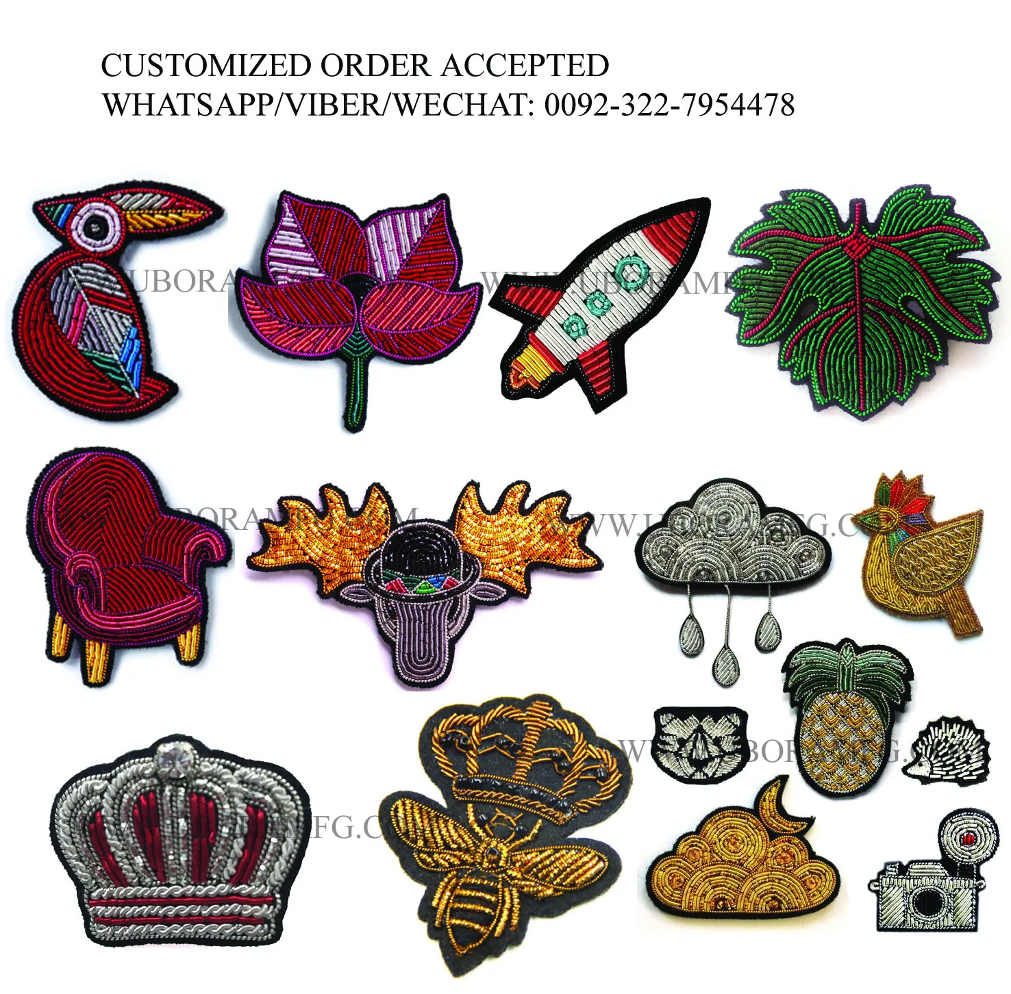 HandMade Bullion wire brooch indian embroidery brooch china bullion wire embroidery brooch patches supplier