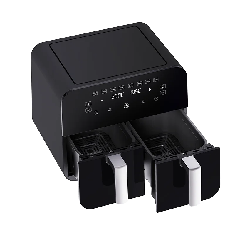 hot selling  2500w large caacity 9 L Smart Air Fryer Oven 2-Basket Air Fryer with 2 Independent Frying Baskets