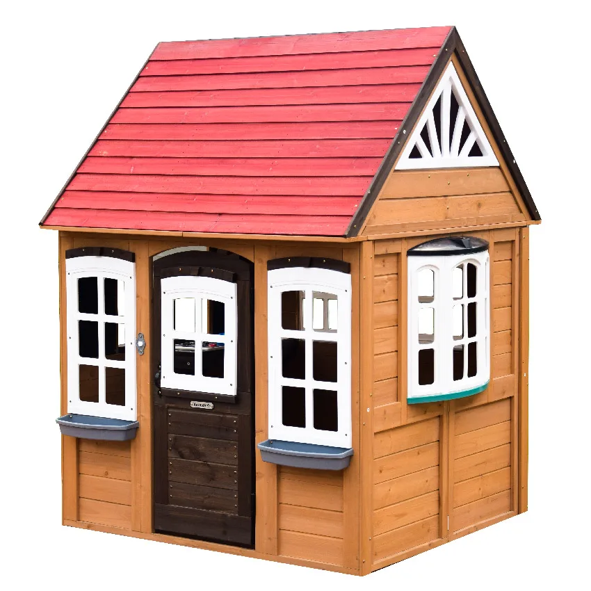 Square wooden outdoor game house populared play house for kids