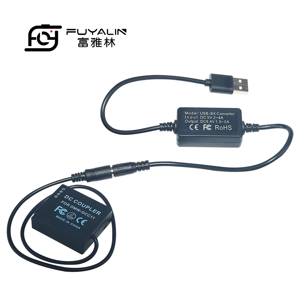 
DCC11 DMW-BLG10/BLE9 Dummy Battery + USB Adapter Charging Cable for Panasonic DMC-LX100 GX7 ZS110 