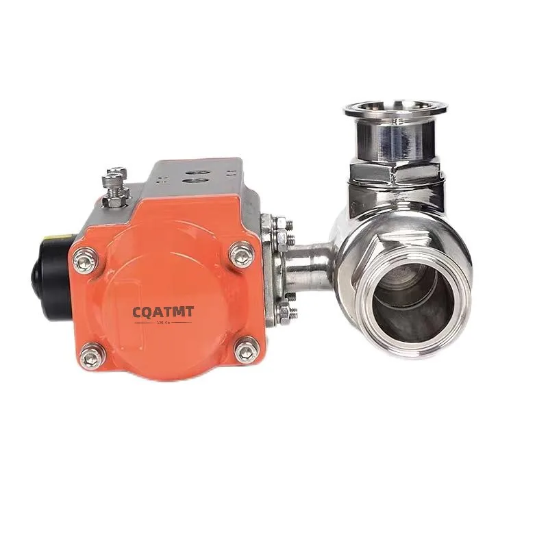 CQATMT T-type And L-Type Sanitary Chuck Quick Connect Ball Vale SS304 Pneumatic Actuator Quick Install 3-Way Ball Valve