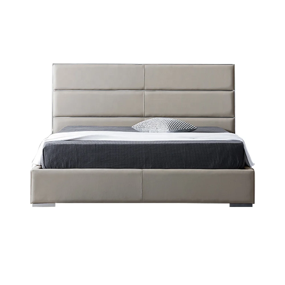 
Double Bed Solid Wood Frame Leather Bed/Upholstered Queen Size High Back Bedroom Furniture 