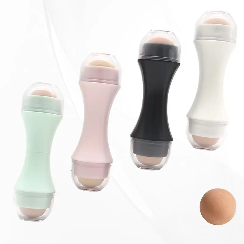 Cheap Portable Double Beads Volcanic Stone Face Roller Reusable Oil Control Oil Absorbing Oil Removal Volcanic Roller