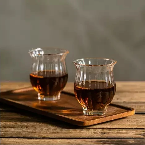 2024 New 173ml New Design Handmade Crystal Ribbed Single Wall Lily Shape Borosilicate Glass Tea Cup