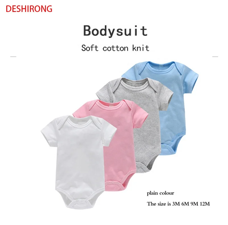 2022 Hot For Online Selling Multi-Color INS Candy Color Short Sleeve Baby Romper 100% Cotton Plain Baby Rompers