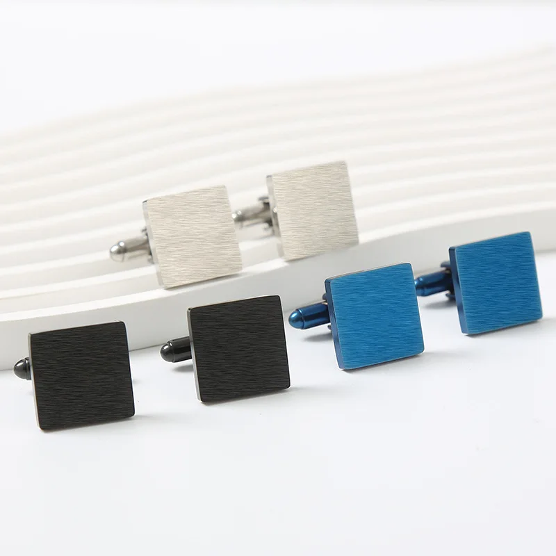 Custom Handwriting Stainless steel 18*18mm 16*16mm Brushed&Polished Square French Cufflinks blank