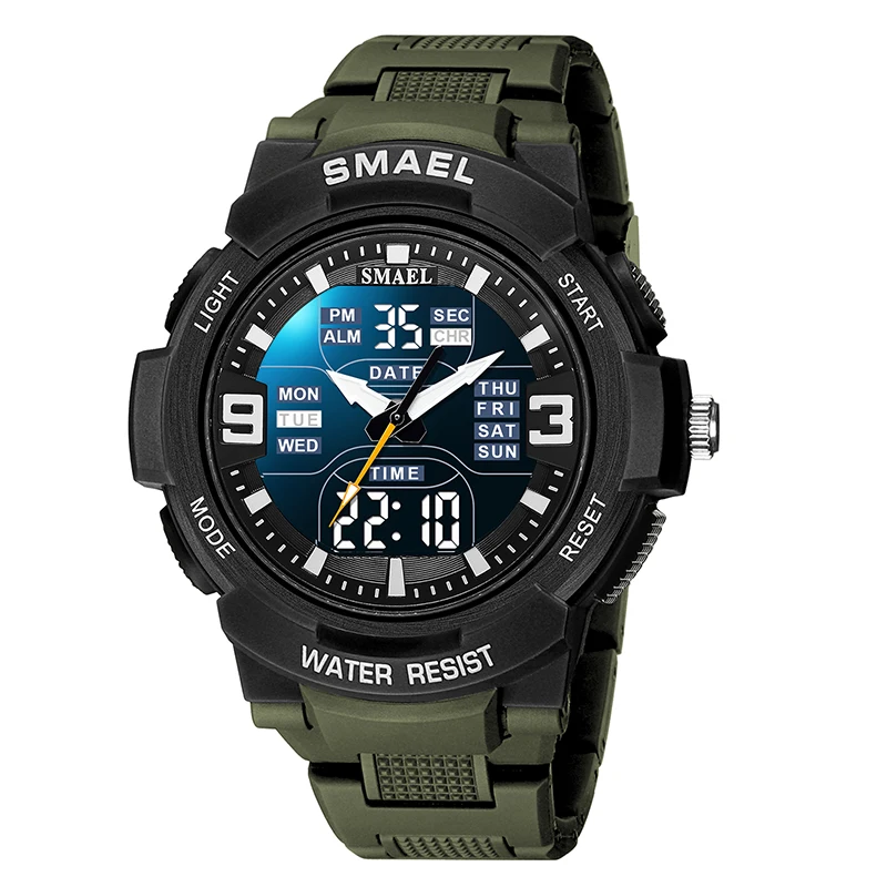 SMAEL 1912 Dual Time Digital Watch for Men Fashion Sport Watches Waterproof Chronograph Electronic Wristwatch Auto Date Alarm