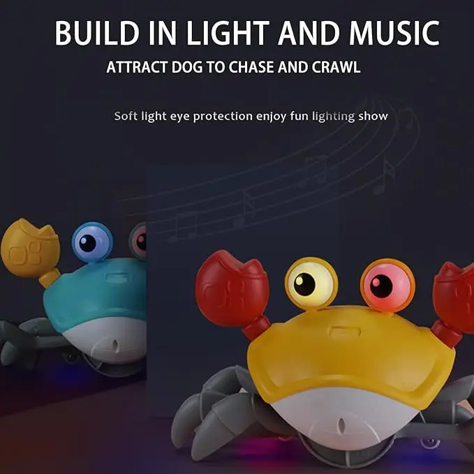New Crawling Electric Crab Toy Dog Toy with Music and LED Light Automatic Pet Toy