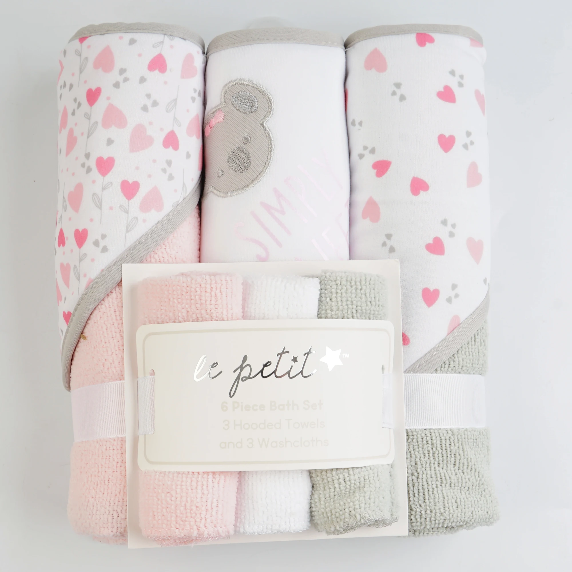 hooded bath baby infant towemicrofiber terry towel poncho 6pc bath set  hooded towel bath terry  hooded towel and washcloth