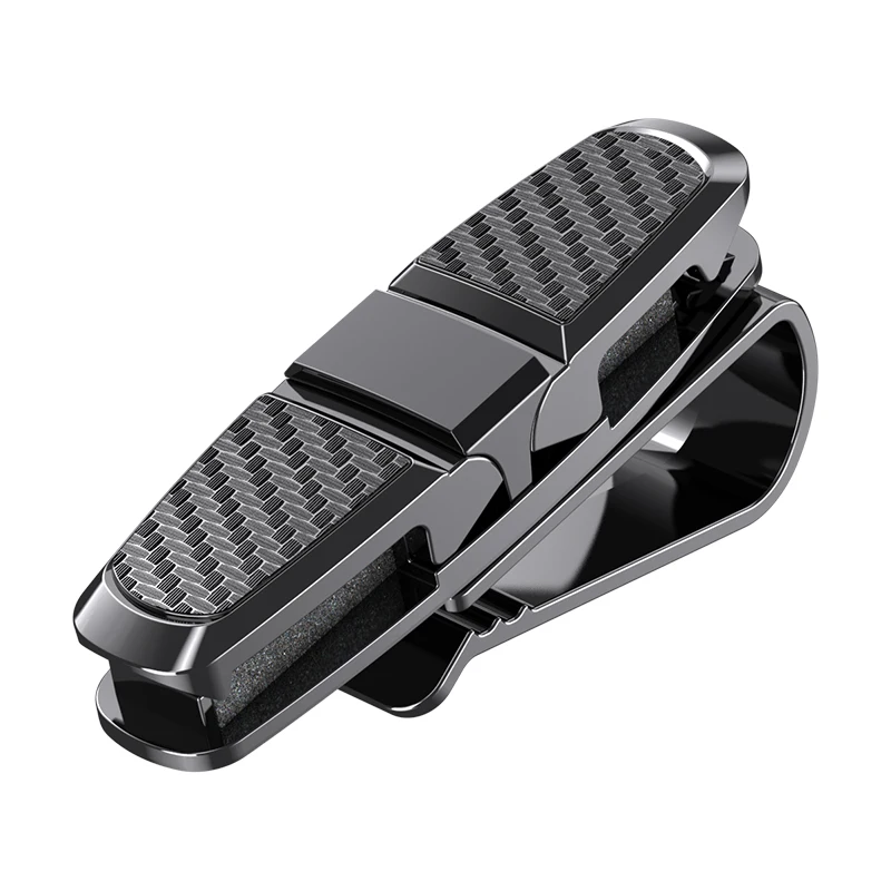 car sun visor mounted Luxury sunglasses holder clip Interior Kit car modify black plastic carbon fiber car sunglasses holder