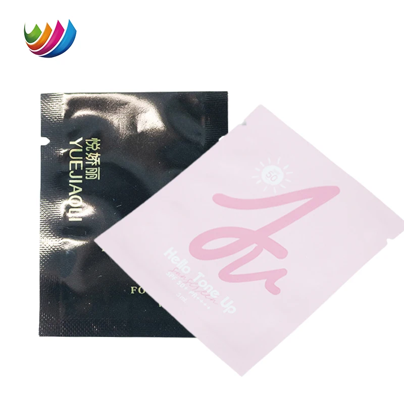 Heat Seal Custom Aluminum Foil Back Sealing Flexible Sample Sachet Face Cream Lotion Skin Care Cosmetic Packaging Plastic Bag