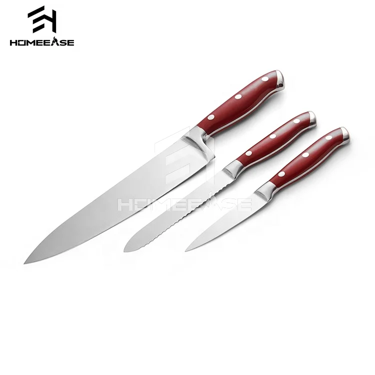 
factory supplier stainless steel sharp blade 3pcs safe food grade home hotel kitchen knife set 