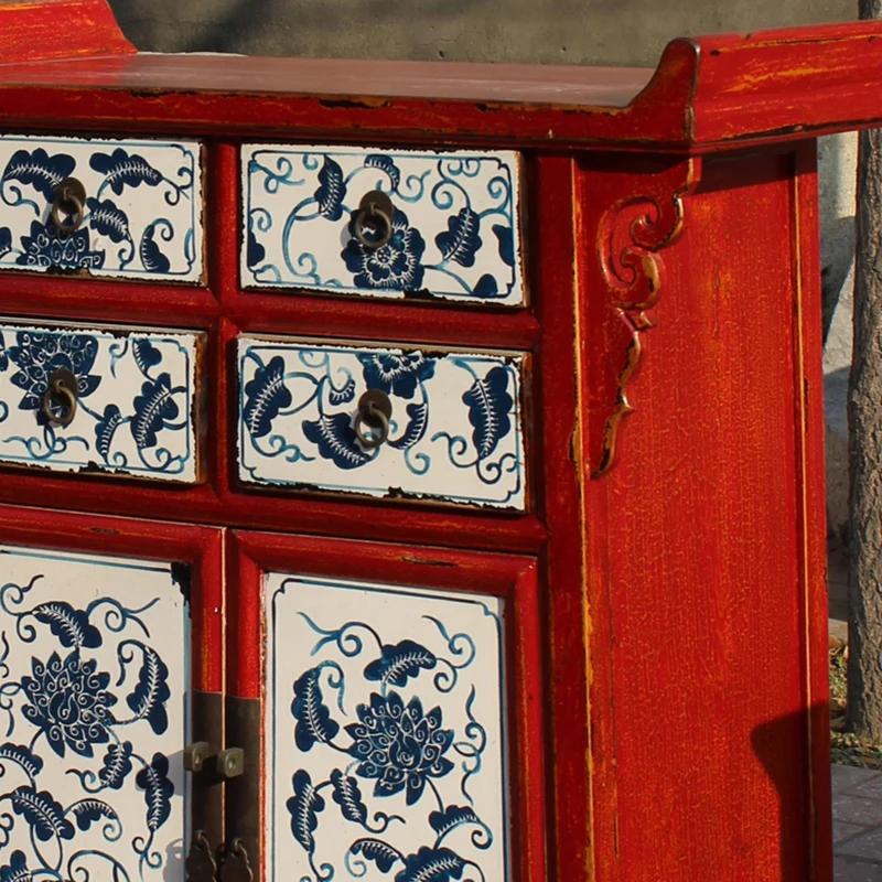 Hot Sale Chinese Antique Solid Wood Reproduction Furniture Painting Console Cabinet