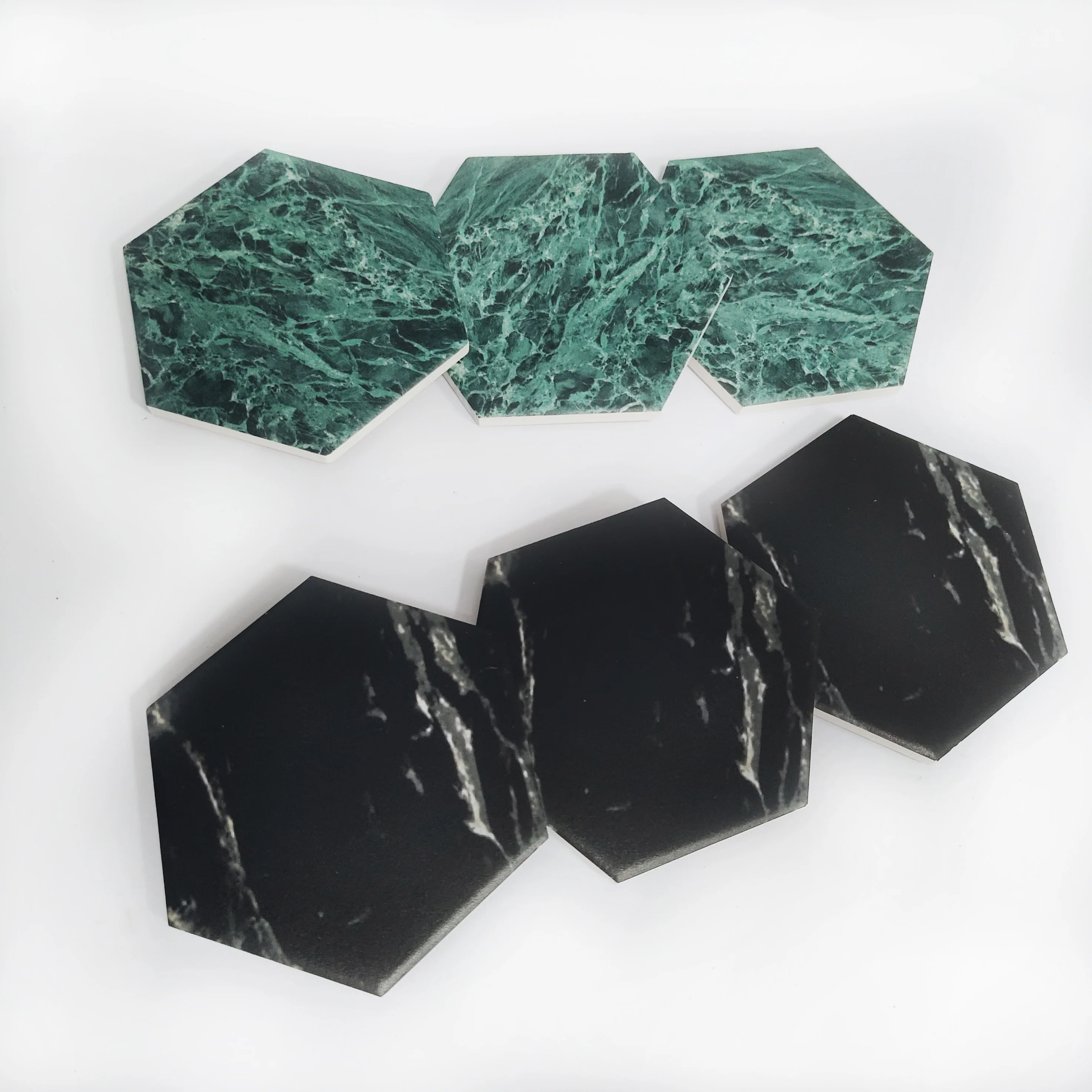 XS ltd. 2024 New Design Marble Sand Stone Beer Cup Mat Black Green Marble Coaster with Holder Water Absorbent Mug Mat