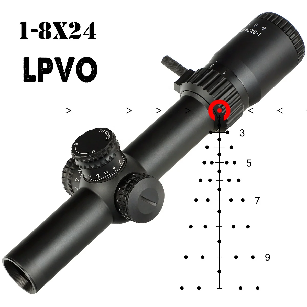 Ohhunt LR 1-8x24 ИК охотничий прицел компактный оптический с гравированным стеклом красной подсветкой для охоты