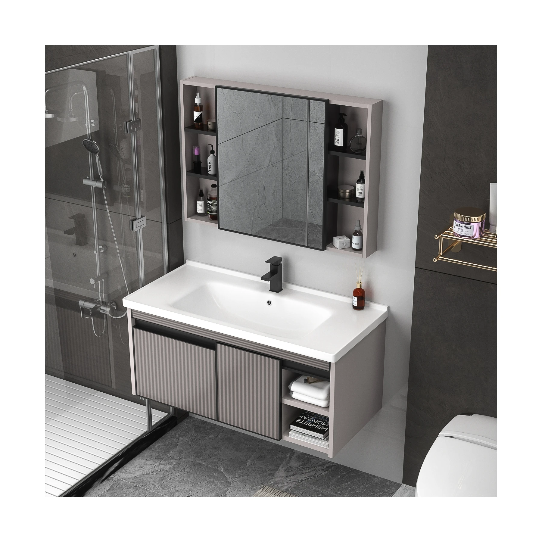 304 stainless steel rectangular soft closing hinge combination wash basin wash basin toilet wash bathroom cabinet