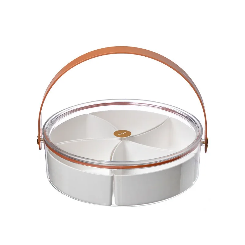 Snack Tray Split Fruit Tray Fruit Storage Box with Lid Transparent Kitchen Living Room High-end Handheld Creative Food Container