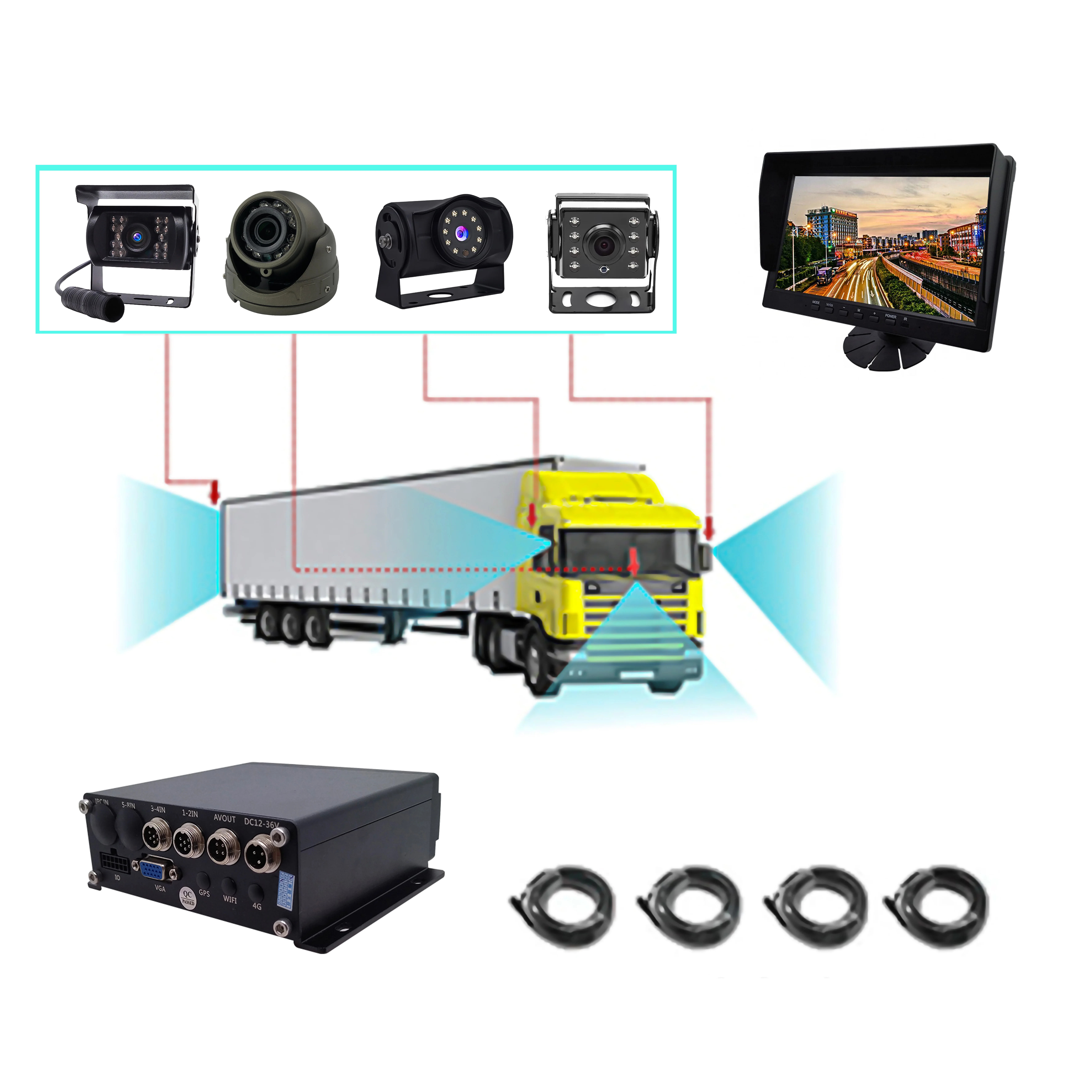 Firecore X-01 DC12V IP69K front reverse rear view car camera for truck bus