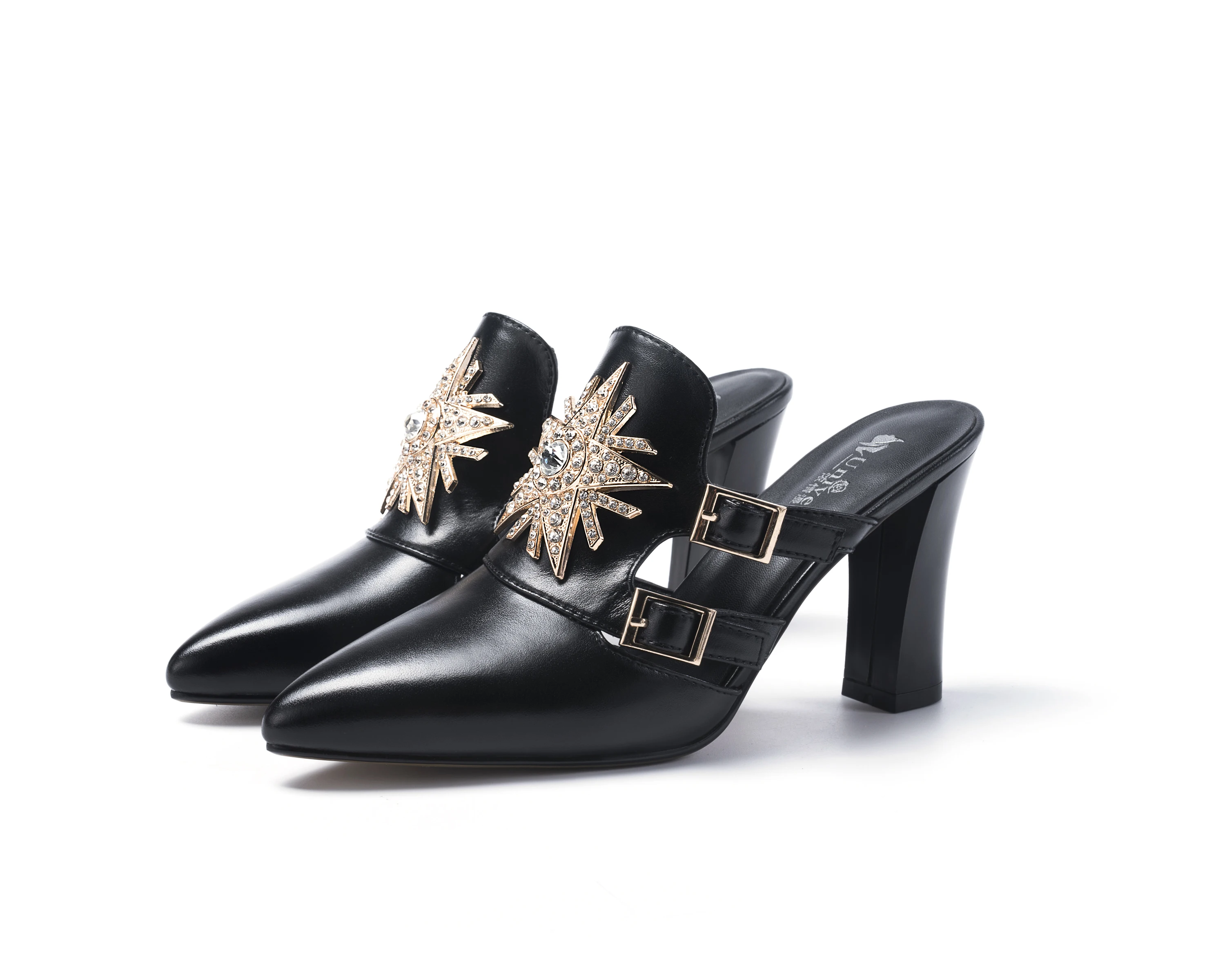 Universe H049 Summer Fashion Nappa Genuine Cow Leather High Heels For Women High Quality Ladies Shoes Handmade Mules Slippers