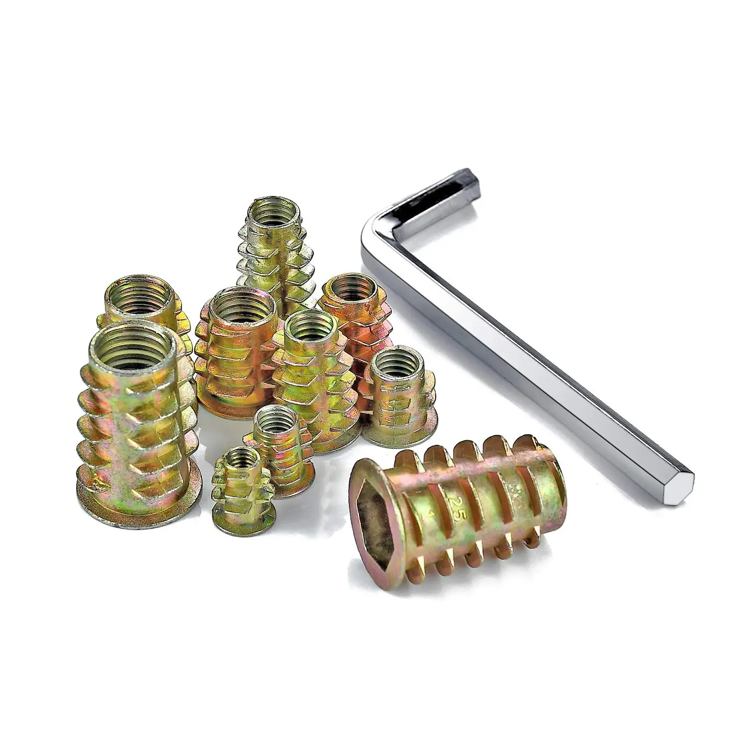 Threaded Insert Nuts Assortment Tool Kit for Wood Furniture Zinc Alloy Furniture Bolt Fastener Connector Hex Socket Screw Insert
