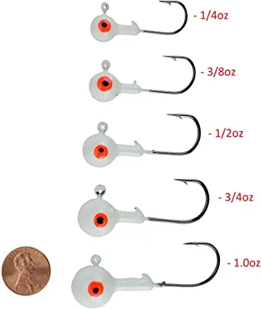 JH02 8 Size Metal head jig luminous weight Fish hook customization