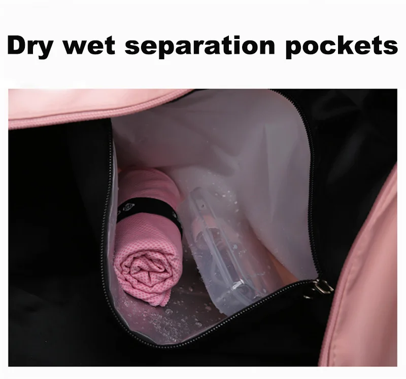 Custom GYM Women portable pink duffel bag,Yoga travel luggage bag ,Fashionable light dry wet separate Large capacity Sports bag