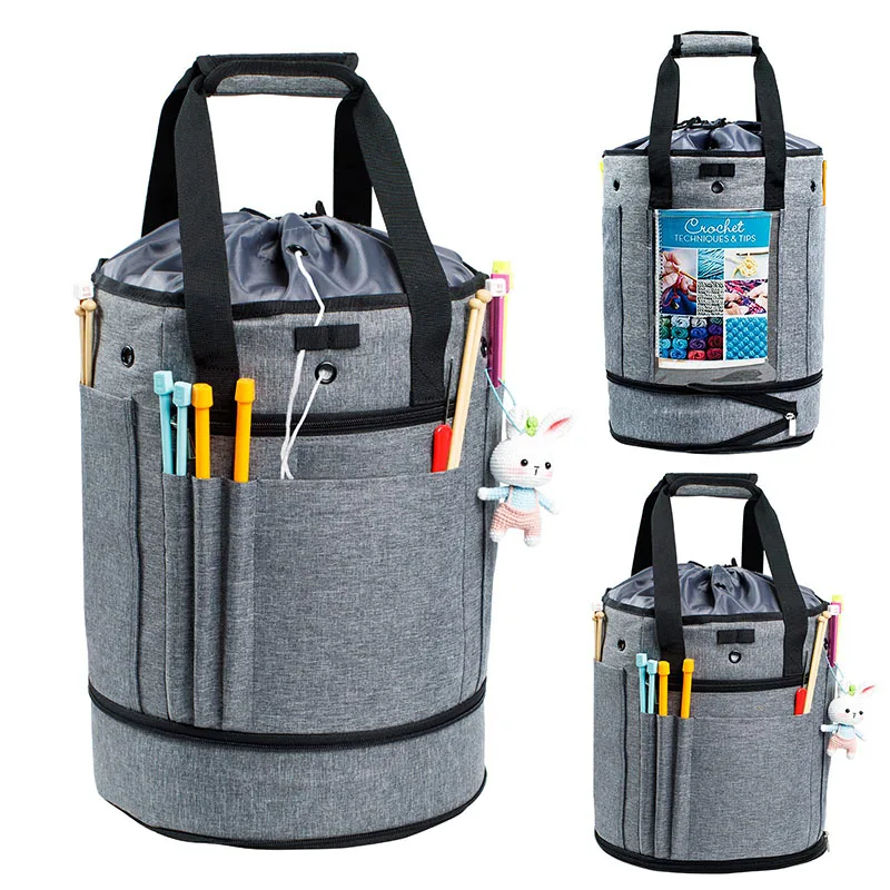 Factory Outlet Hot Selling Portable Yarn Storage Bag Crochet Large Craft Organizer to Store Crocheting & Knitting Supplies