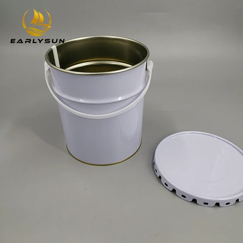 Cute Shape 5 Liter Metal Bucket Metal Tin Pail With Flower Lid And Plastic Handle