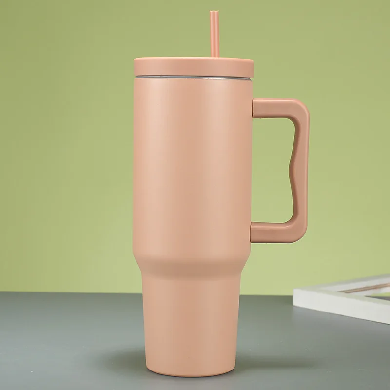 wholesale bulk beige black purple blue red pink rose red painting color 40oz Tumbler with Handle Lid and Straw