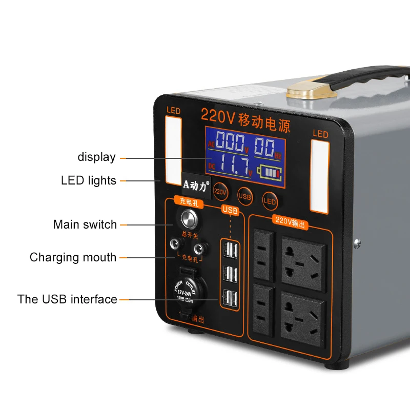 1700W Solar Generator Portable Power Station with Pure Sine Wave AC Outlet 220v Backup Lithium Battery for Outdoors Camping