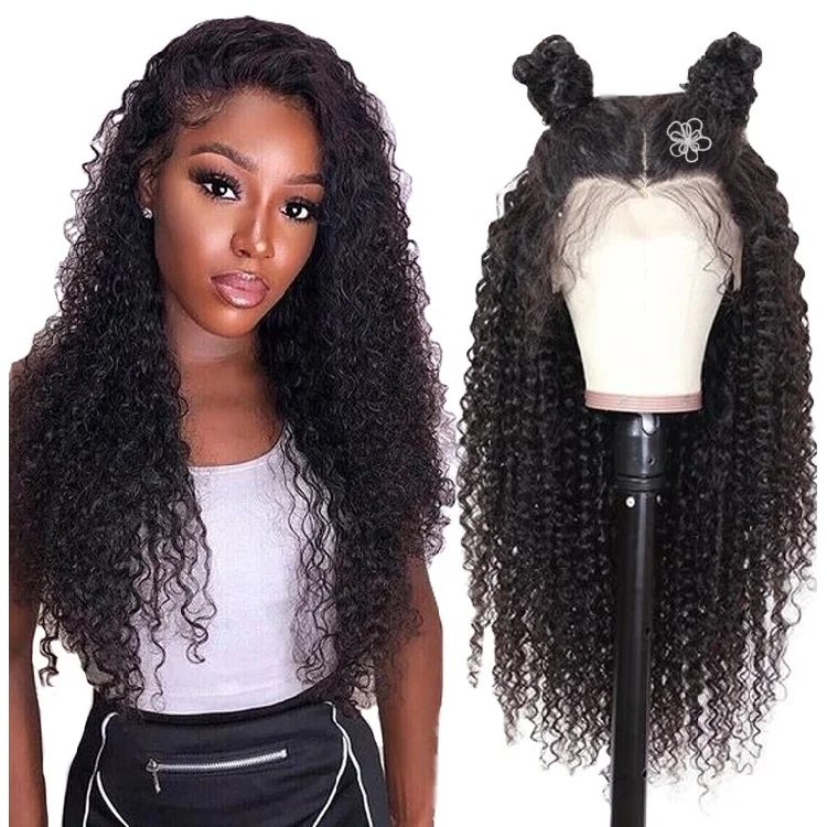 Cheap virgin Peruvian human hair transparent hd lace frontal wigs vendor, Kinky curly lace wig for black women