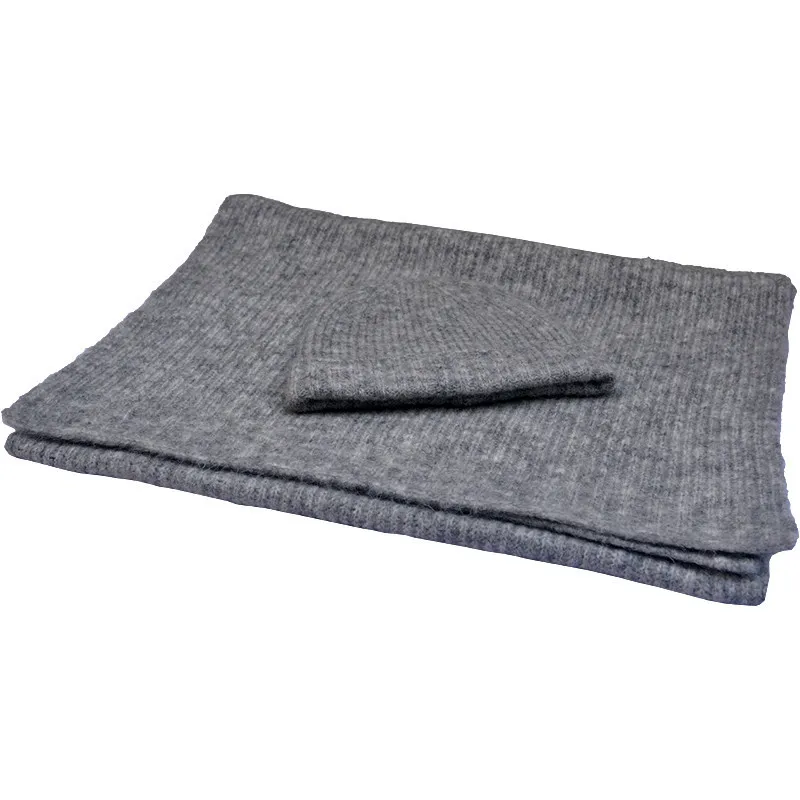 BLUE PHOENIX sweater knitted shawl scarf 45% acrylic 27% polyester 10% wool 7% alpaca 3% spandex chunky stripe heather gray