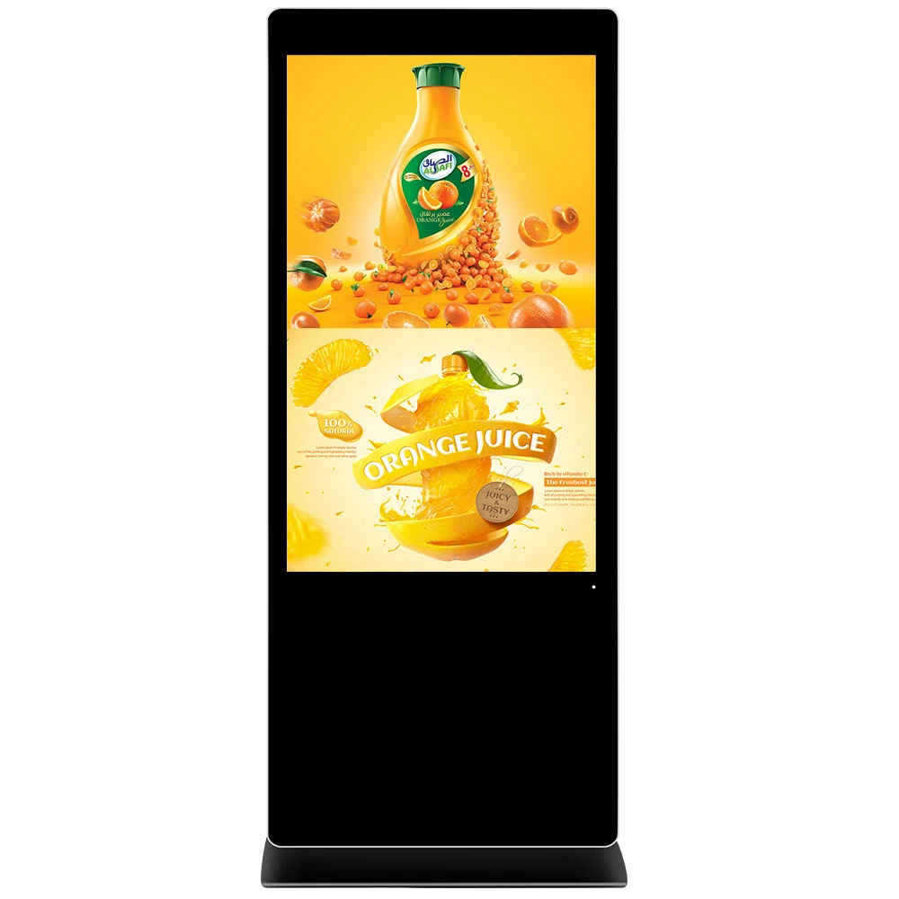 Indoor 65 Inch Advertising Player Touch Screen Floor Stand Kiosk UHD Screen Digital Signage and Display with Smart CMS System