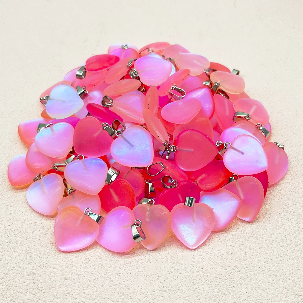 2024 Cheap Glass Heart Pendant Colorful Moving Eye Shine Charms For DIY Necklace Earring Making Fashion Jewelry