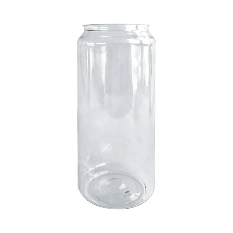 Soda Plastic PET Cans Wholesale 250ml 330ml 500ml 650ml Plastic Transparent Pet Can Custom Clear Soda Jar With Aluminum Lids