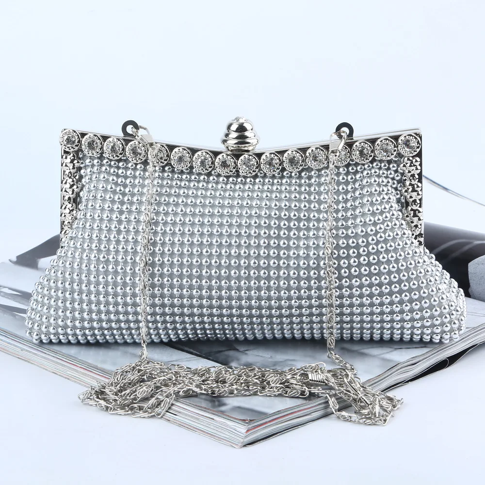 Fashion Rhinestone Party Bridal Clutch Evening Bag Handbag Alumina Bead Purse and Clutch Purses for Women