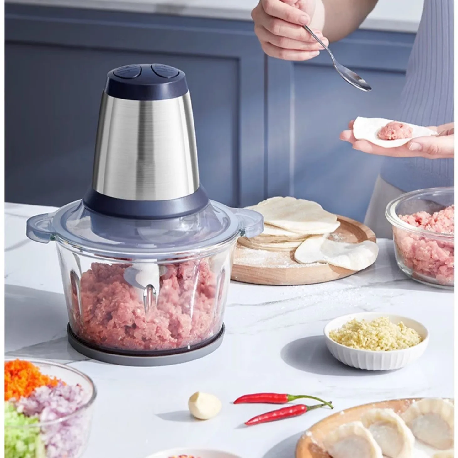 Yam Pounder Fufu Pounding Machine Commercial Stainless Steel Food Meat Chopper 6L 10L Electric Meat Grinder for Sale