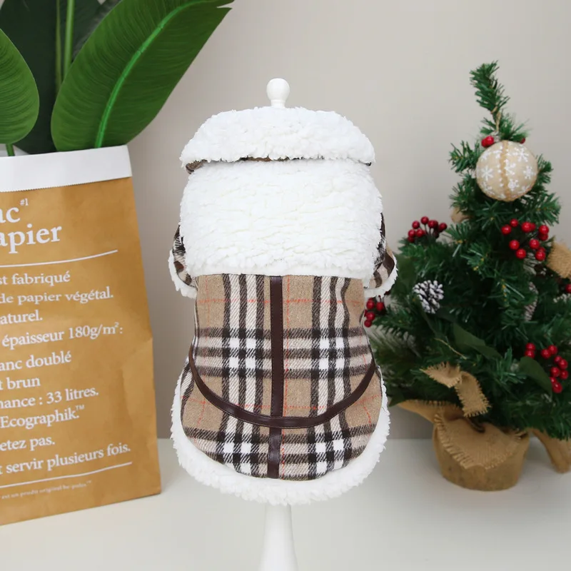 Fall and Winter Pet Clothing Teddy Cotton Jacket Tide Plaid Cotton Jacket  Dog Clothes Pet Clothes