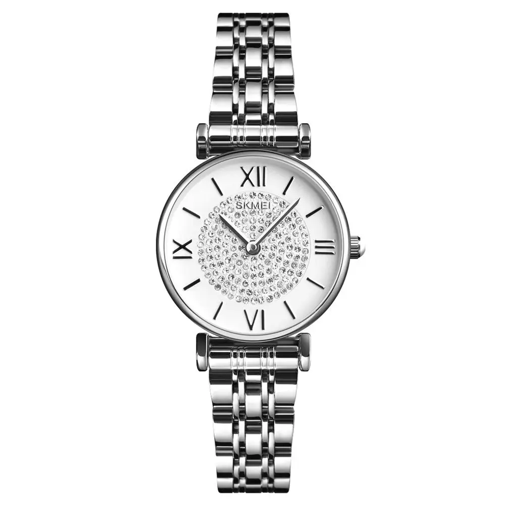 SKMEI 1533 Fashion Women Diamond Dial Stainless Steel Quartz Analog Watch
