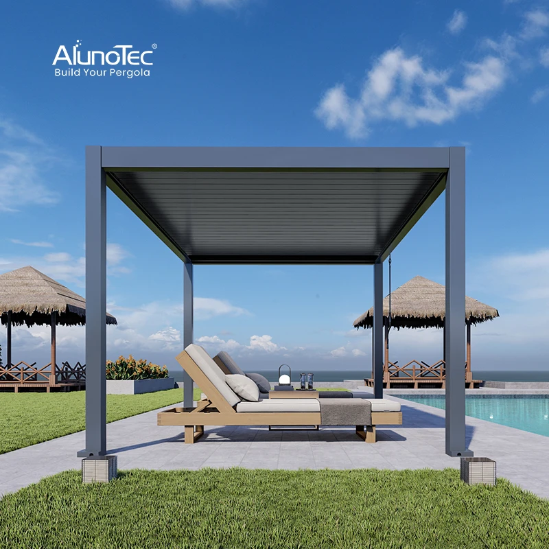 3x3 3x4 4x4 6x4m Factory Wholesale Modern Outdoor Bioclimatic Garden Aluminium Louvered Pergola