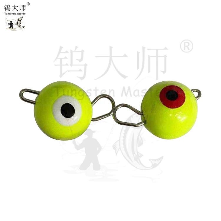 Factory Direct Supplies Tungsten Fish Eyeball Shape Fluorescent Coating Glow In Dark Cheburashka Fishing Sinkers