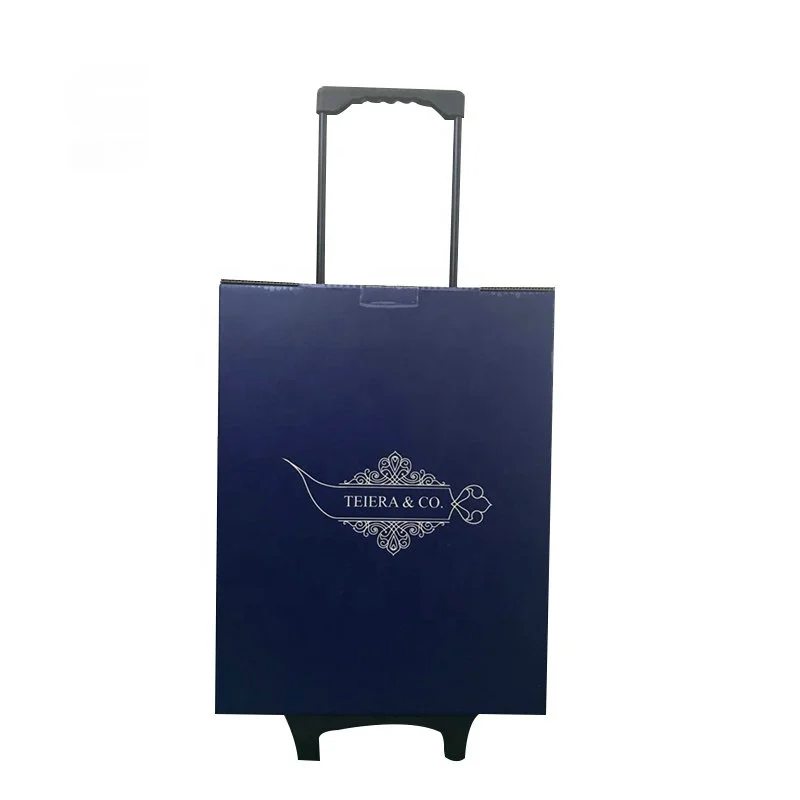 OEM Customized Paper Trolley Exhibition Carton Cardboard Trolley Box Advertising With Handle