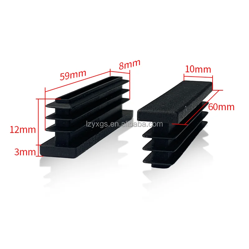 10*60mm square hollow tube plug table chair sofa foot aluminum tube plug foot pad plug