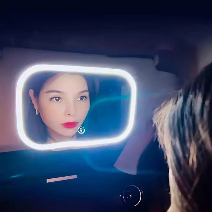 Car Sun Visor Vanity Mirror Rechargeable Makeup Mirror with 3 Light Modes LED Car Visor Vanity Mirror