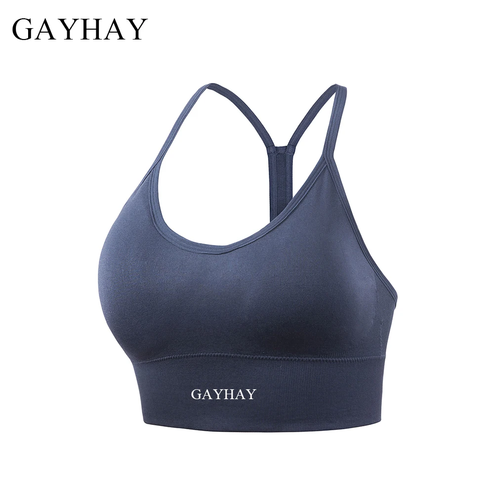 GAYHAY Seamless Sports Bras Padded Y Racer Back Cropped Bras for Yoga Workout Fitness Low Impact