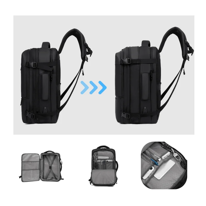 Hot Sell Waterproof Expandable Student Travelling Laptop Computer Bag Sac a dos Machila Bagpack Travel Backpack with USB Charge