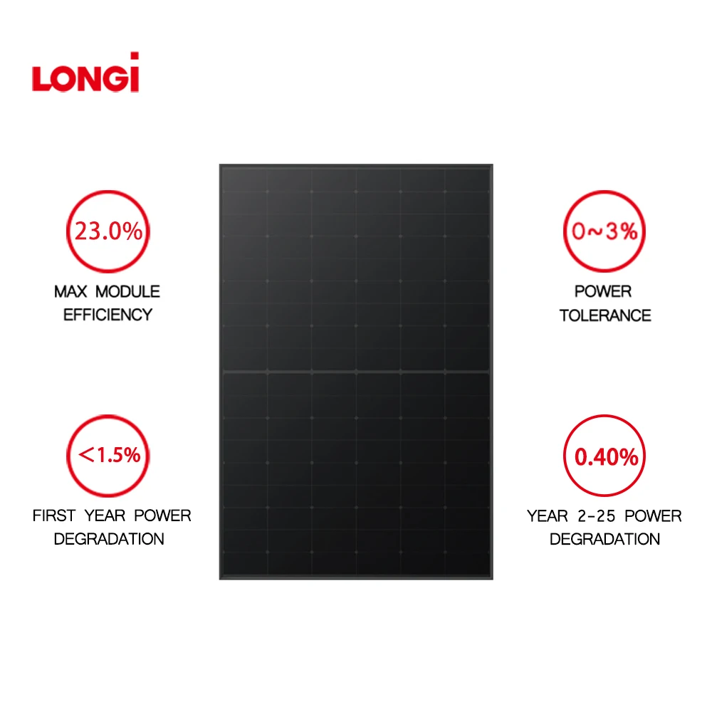 Longi Hi-mo X6 Scientist LR5-54HTB-450M All Black Hpbc Solar Panel 435w 440w 445w 450w