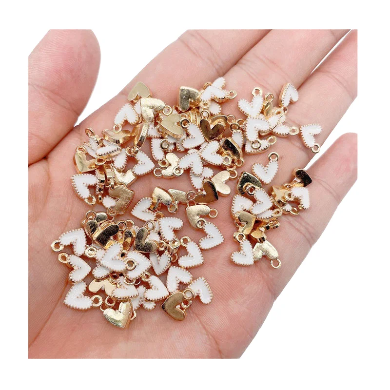 Hot Selling Alloy Heart Charms Enamel Cute Assorted Little Metal Pendants for Bracelet Shoes Dangle Jewelry Making Find